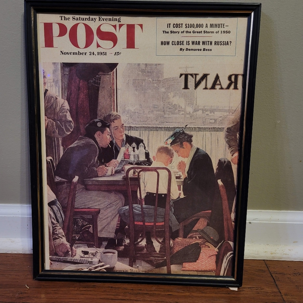 11x14 Framed Saturday Evening Post (cover only) Norman Rockwell Print